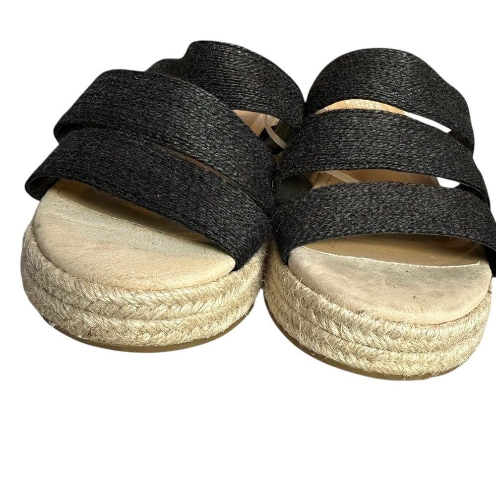NEW Eileen Fisher Mayla Espadrille Platform Slides Sandal Black | Jute | Size 8 - Picture 6 of 11